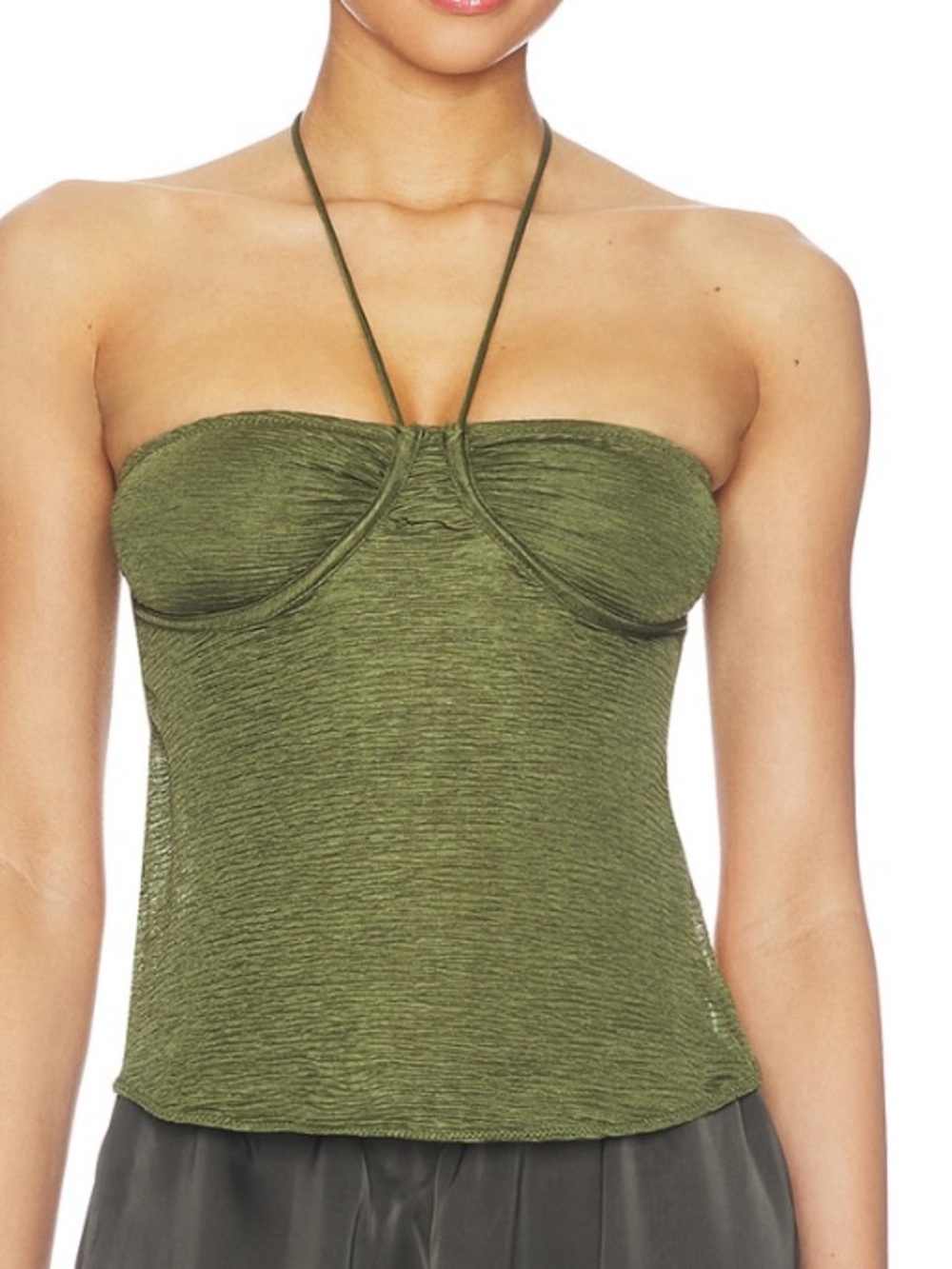 Free People Olive Halter Bustier Camisole